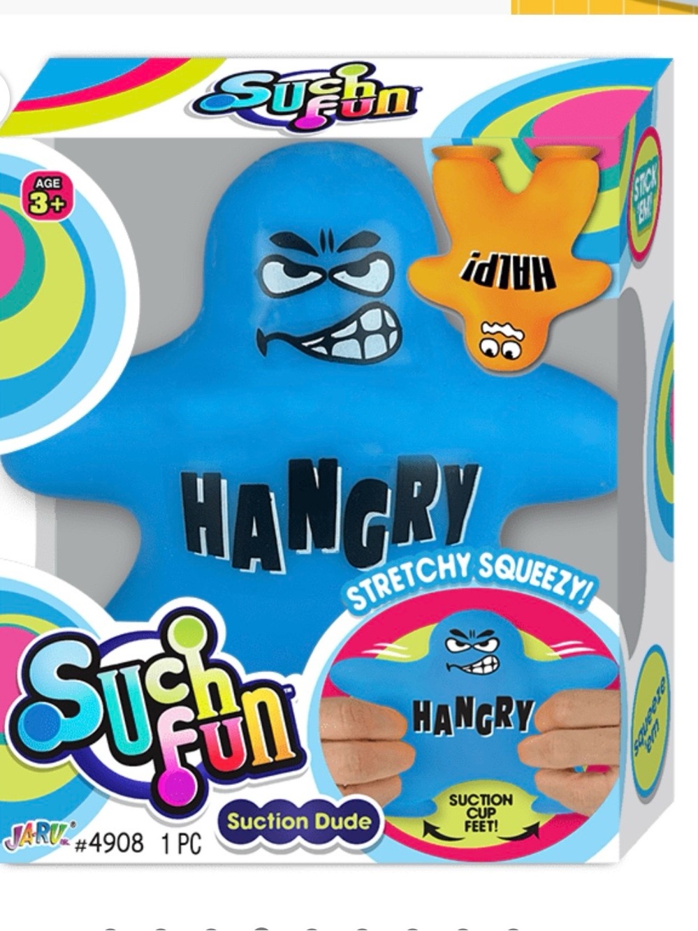 Such Fun "Hangry" Stretchy Squeezy Suction Dude - Blue